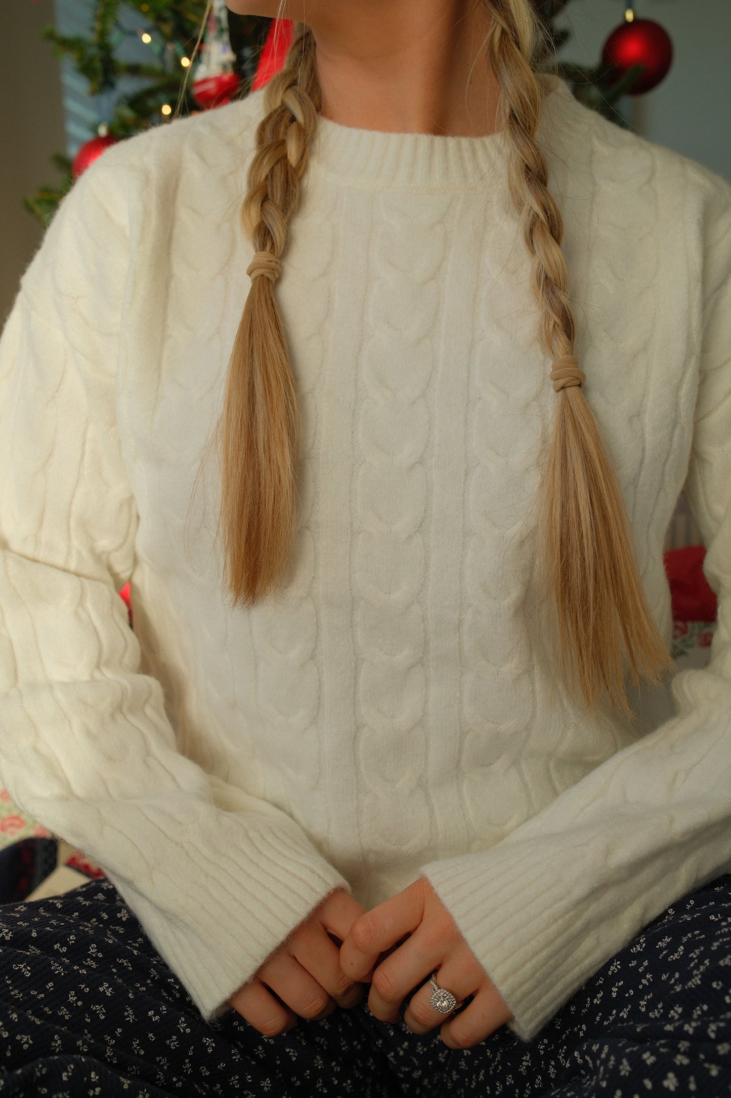 White Cable Knit Sweater