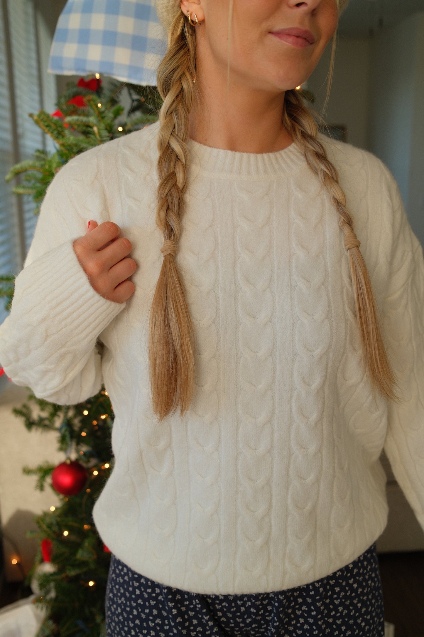 White Cable Knit Sweater