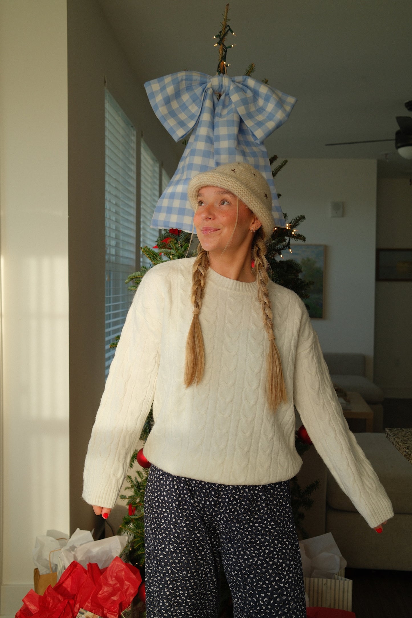 White Cable Knit Sweater