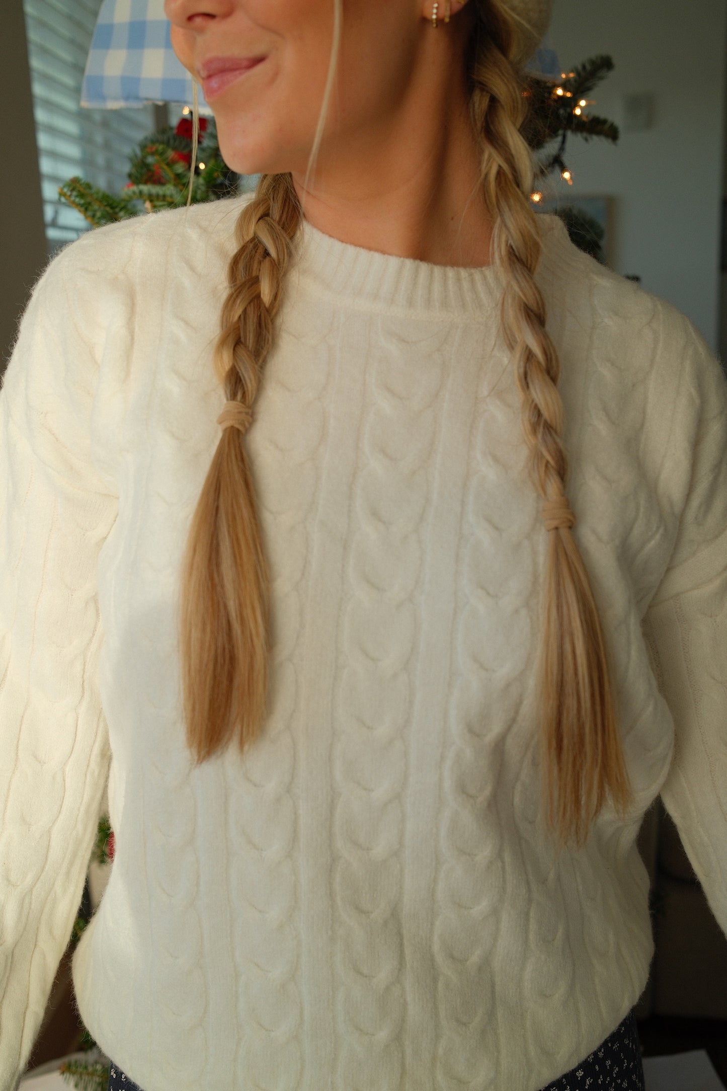 White Cable Knit Sweater